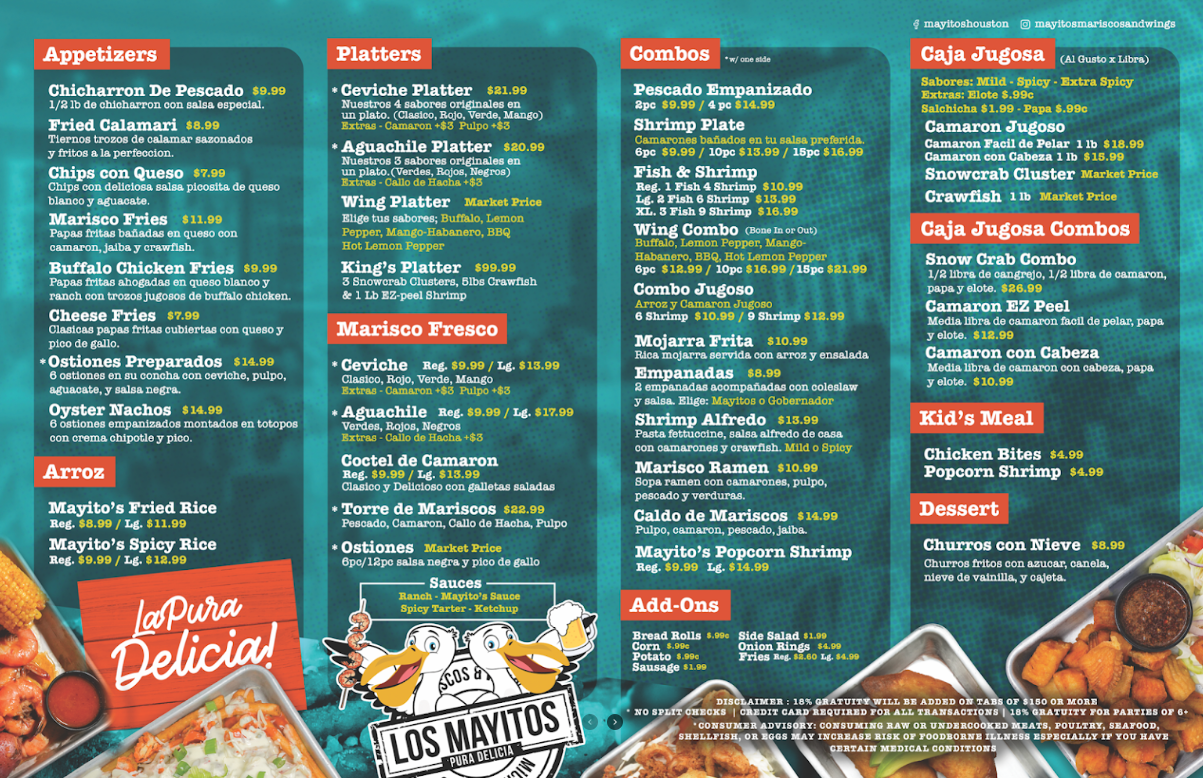 Mayitos Mariscos & Wings Menu (Updated July 2025)
